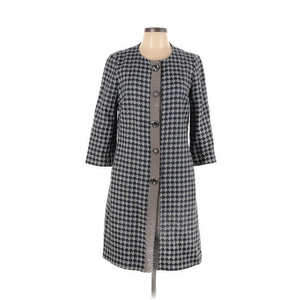 Ivo Nikkolo Blue Houndstooth EU 38 (US Medium) Jacket Coat w/ Jeweled Closure Sn